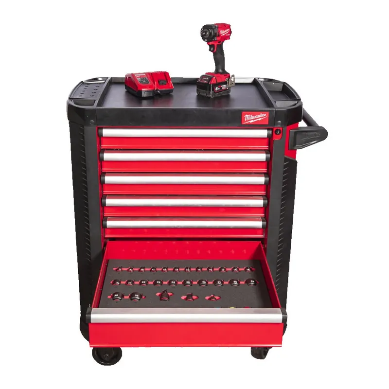 Milwaukee 4932493817 TOOLGUARD Chariot à outils en acier rempli - 245 pièces - 7 tiroirs - 30" / 78 cm