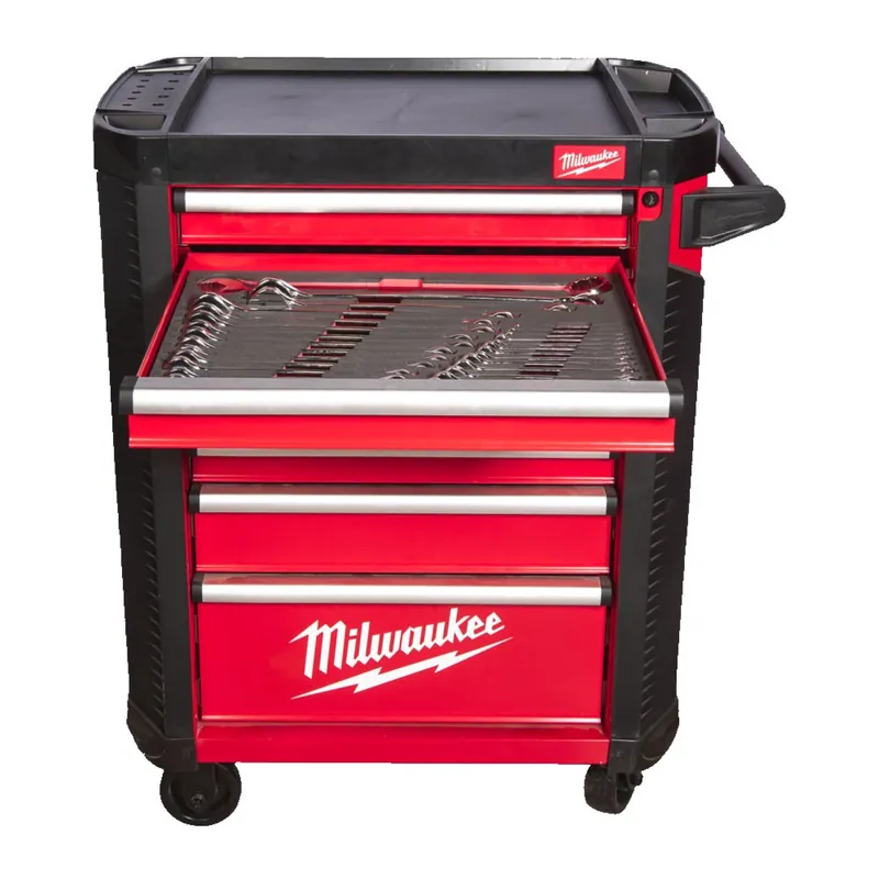 Milwaukee 4932498185 TOOLGUARD Chariot à outils en acier rempli - 206 pièces - 7 tiroirs - 30" / 78 cm