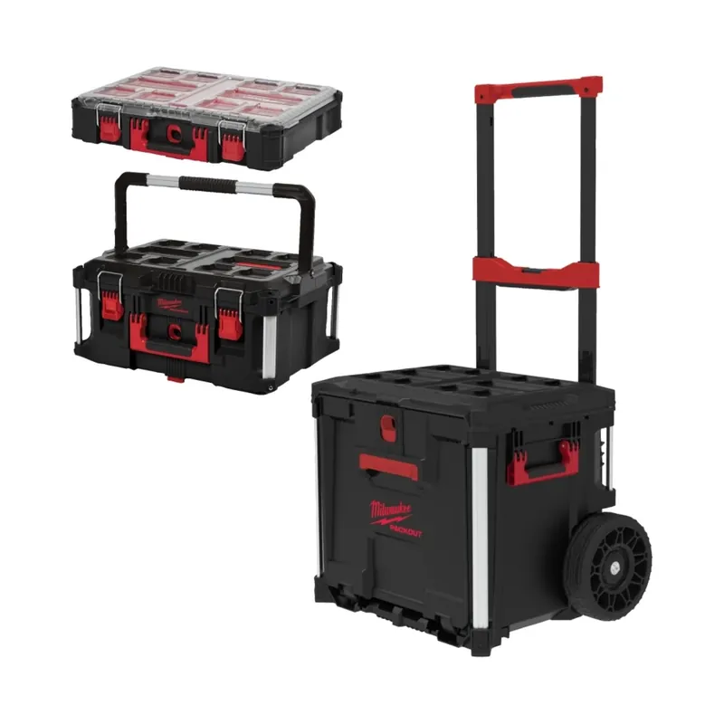 Milwaukee 4932498984 PACKOUT Chariot Coffret de Rangement Set de Démarrage 3 avec tiroir
