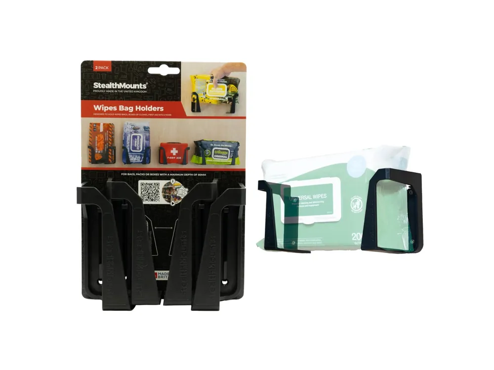 StealthMounts OM-WH-BLK-2 Support pour essuie-tout / boîte à gants / trousse de premiers secours - Noir - 2 pièces