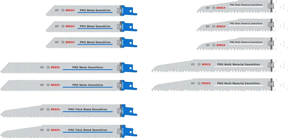 Bosch 2607011821 PRO Jeu de 12 lames de scie de démolition sous blister avec boîte de rangement