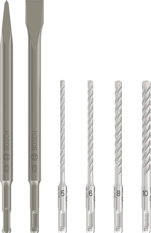 Bosch 2607017585 Jeu de 6 burins et forets SDS plus-4C PRO