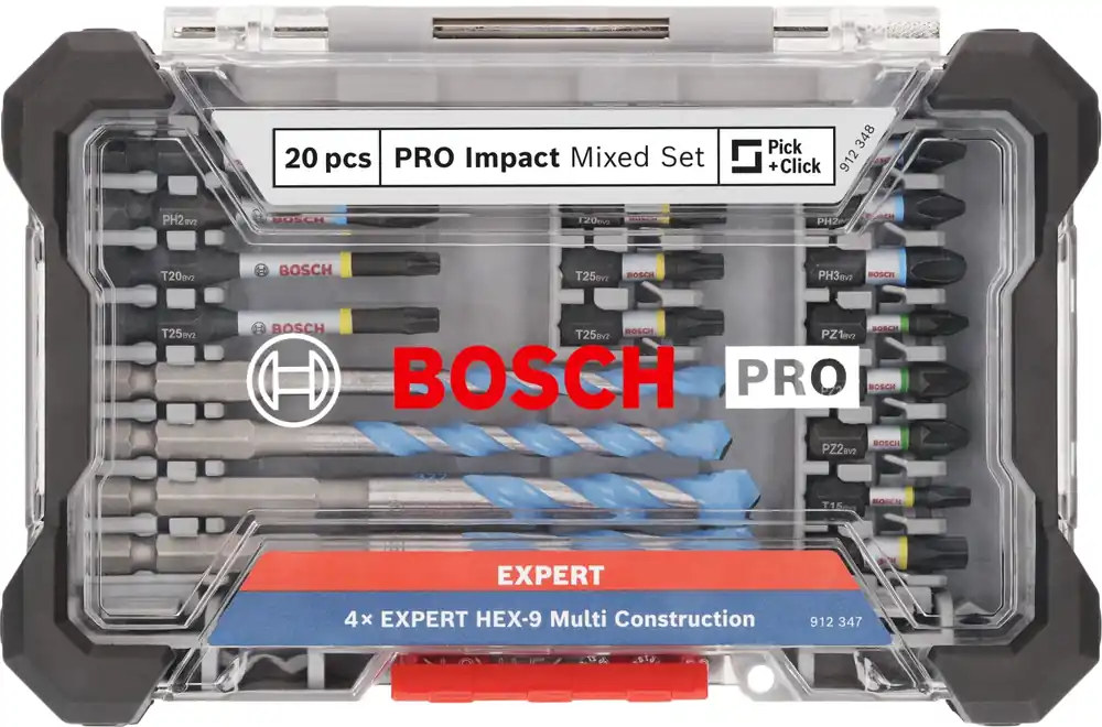 Bosch 2608521U83 Jeu mixte de 20 embouts de tournevis à chocs PRO et de forets Multi Construction