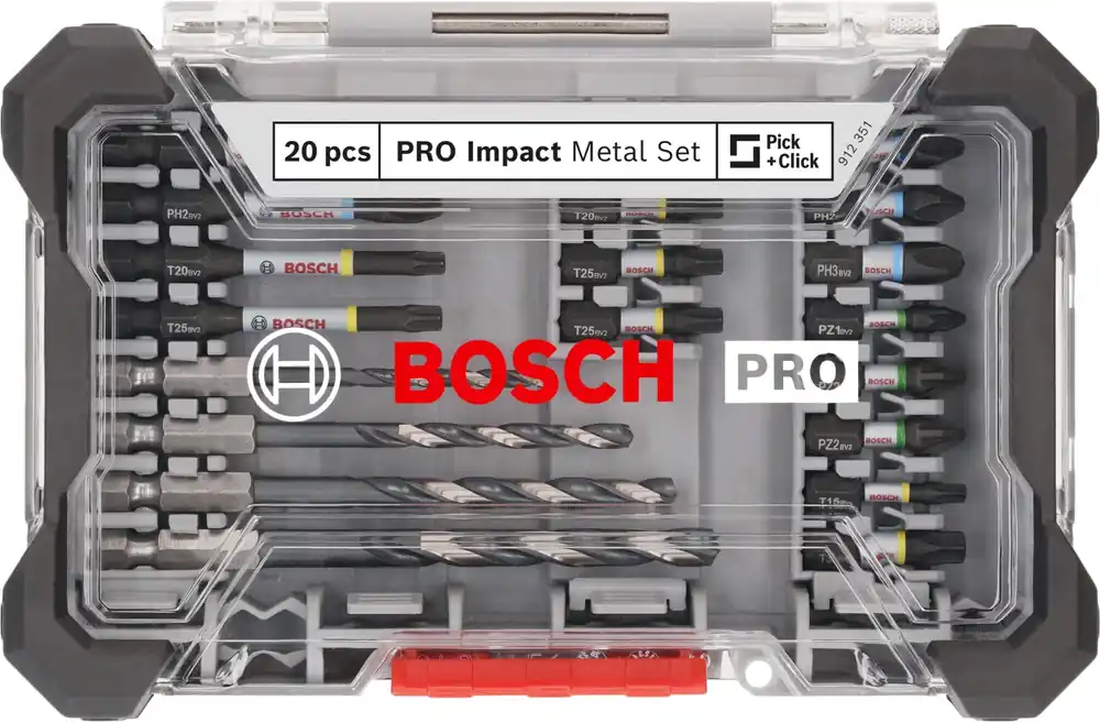 Bosch 2608521U84 Jeu mixte de 20 embouts de tournevis à chocs PRO et de forets à métaux