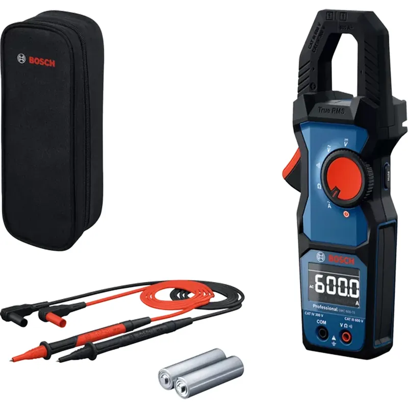 Bosch GMC 600-15 Pince ampèremétrique True-RMS dans un étui - AC/DC 600 V & AC 600 A - CAT III 600 V / CAT IV 300 V