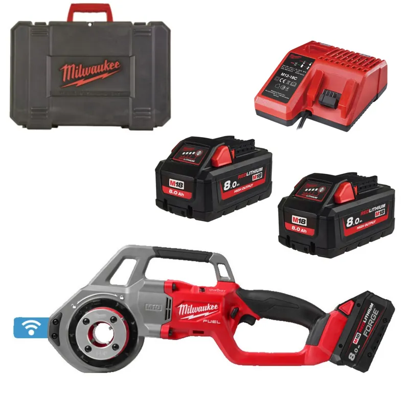 Milwaukee M18 FPT114-802CA Kit coupe-fil sans fil 18 V Li-ion (2 batteries 8,0 Ah) dans un coffret - 1/8" à 1 1/4"
