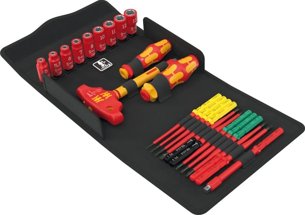 Wera 05006632001 25 pièces Kraftform Kompakt VDE 24 Allround Set 1 Jeu de lames interchangeables dans un étui - avec fonction cliquet