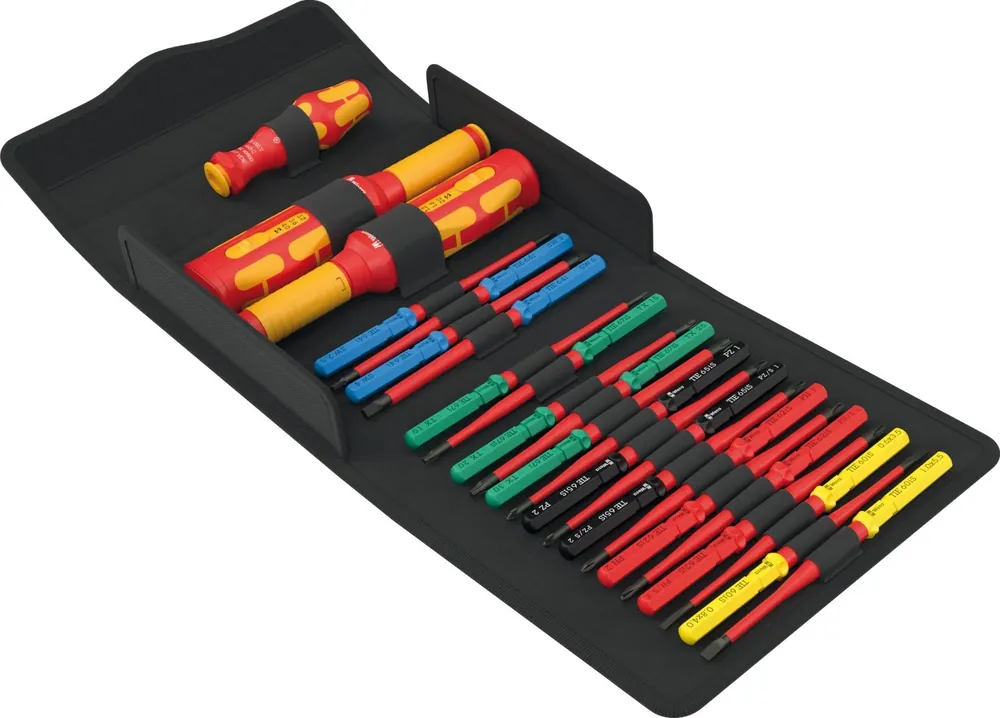 Wera 05006633001 23 pièces Kraftform Kompakt VDE Safe-Torque Speed coffret pour armoires électriques 1 jeu de lames interchangeables dans un étui