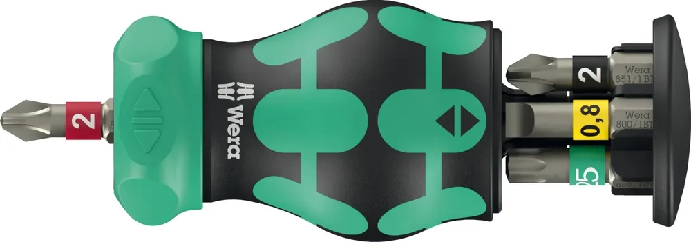 Wera 05008892001 Kraftform Kompakt Stubby Magazin RA 2 tournevis à embouts interchangeables - 6 en 1 multi-embouts - avec fonction cliquet