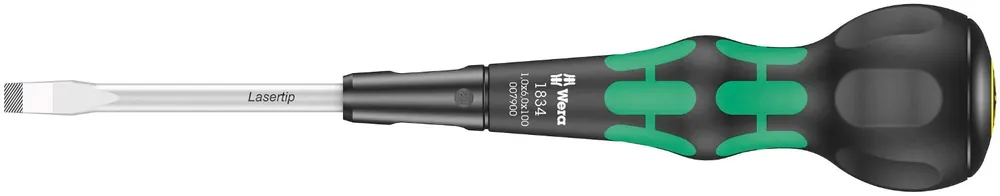 Wera 05007900001 1834 Kraftform Ball-Grip Tournevis à fente lame d‘atelier - 1,0 x 6,0 x 150 mm