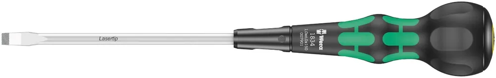 Wera 05007901001 1834 Kraftform Ball-Grip Tournevis à fente lame d‘atelier - 1,0 x 6,0 x 100 mm