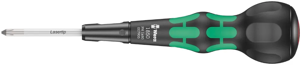 Wera 05007905001 1850 PH Kraftform Ball-Grip Tournevis cruciforme lame d‘atelier - PH 1 x 80 mm