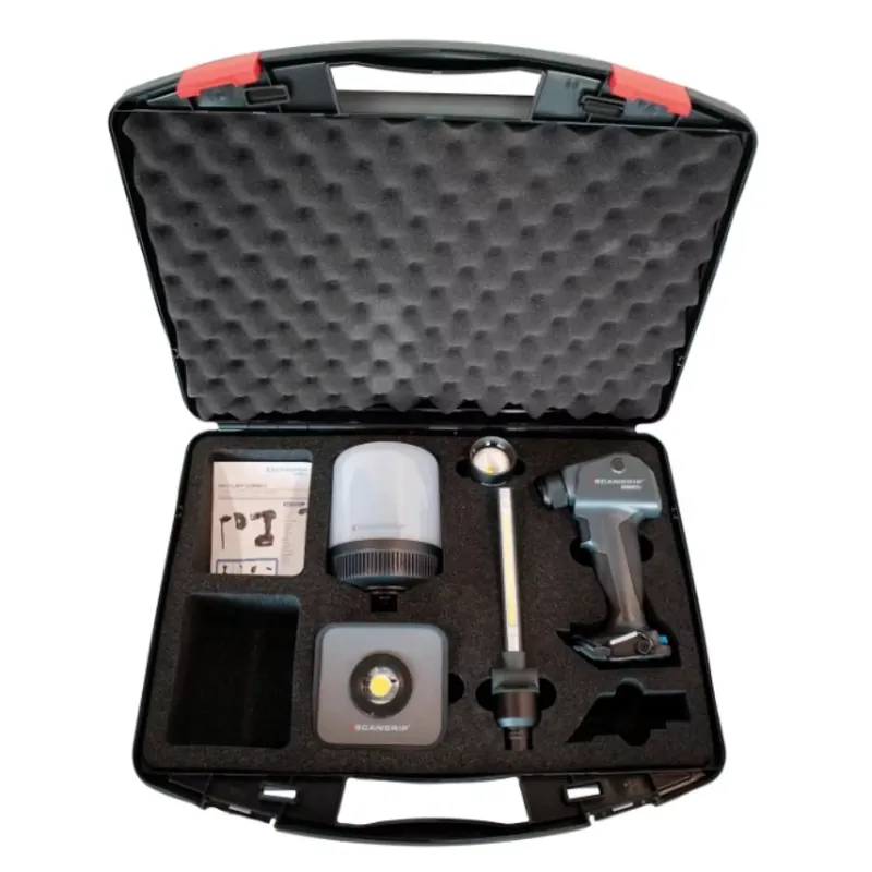Scangrip MULTILIGHT CONNECT KIT 18V Kit de lampes LED rechargeables avec accessoires