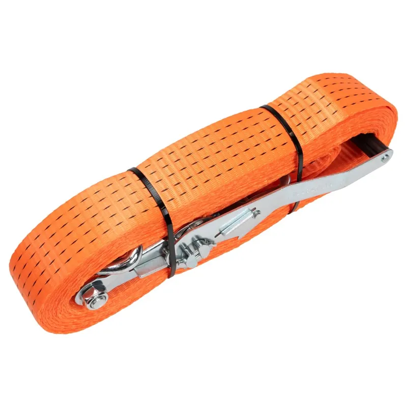 Konvox LAZE1450-0007 Sangle d‘arrimage avec boucle à cliquet et crochet en J HD - 7 m x 50 mm - 5000 daN - Orange