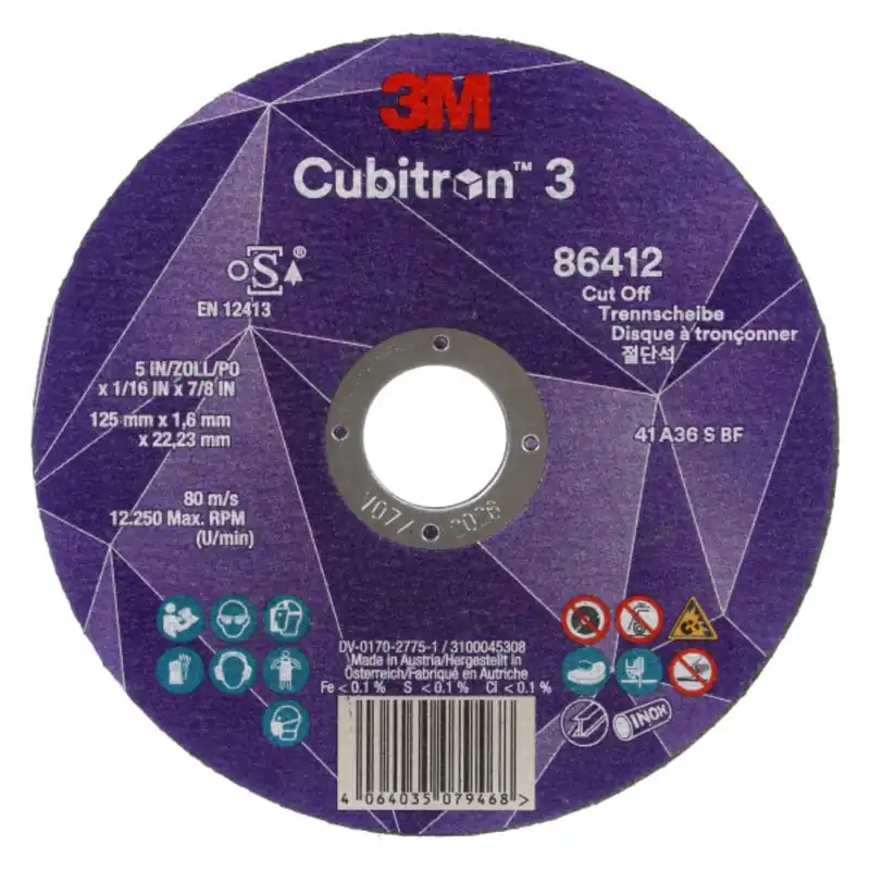 3M Cubitron 3 Disque à tronçonner - 125 mm x 2,5 mm x 22,23 mm - K36 - T42 (25 pièces)