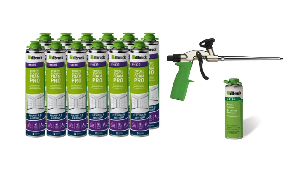 Illbruck PUR Super Set comprenant un pistolet, un nettoyant et 12 FM330