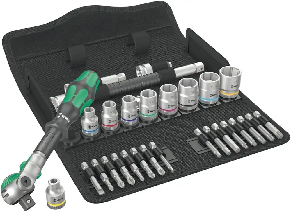 Wera 05004049001 29 pièces 8100 SB 9 Zyklop Speed Ratel- et douilles dans un étui - 3/8" - pouce