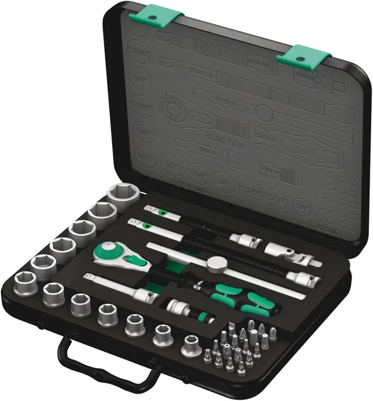 Wera 05003596001 38 pièces 8100 SB 4 Zyklop Speed jeu de clés à cliquet et douilles dans un coffret - 3/8"