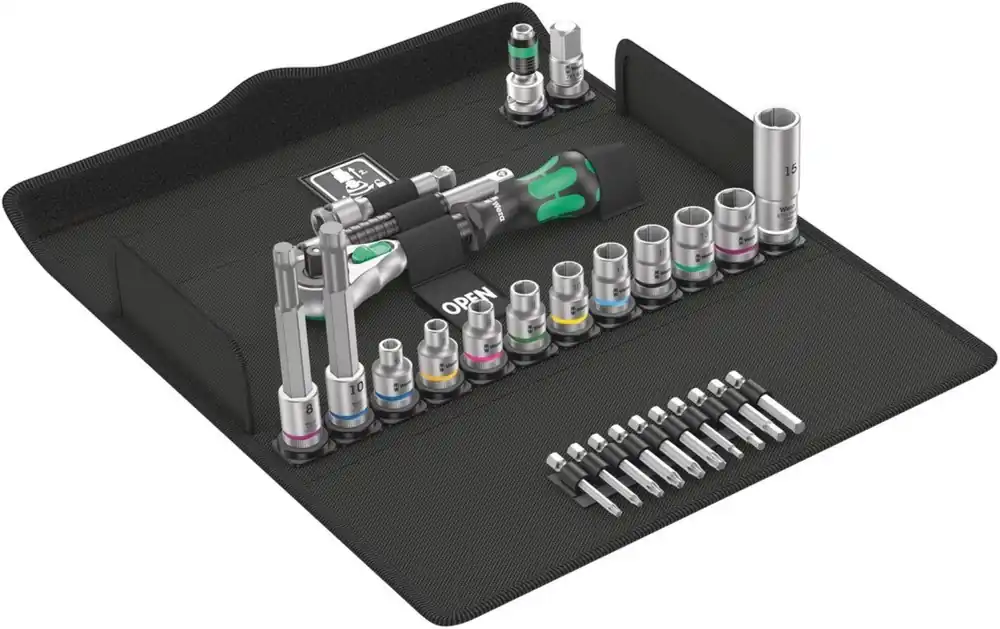 Wera 05004175001 27 pièces Bicycle Set 7 jeu de clés à cliquet et douilles dans un étui - 3/8"
