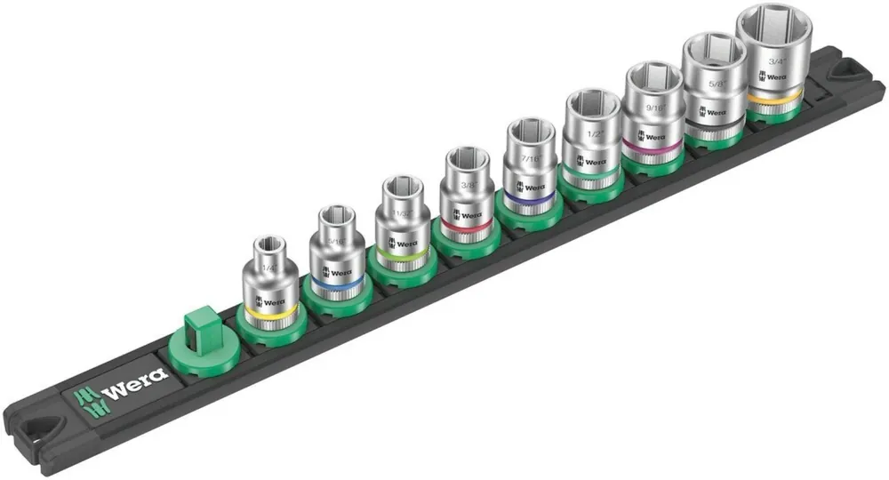 Wera 05005450001 Jeu de 9 douilles magnétiques B Imperial 1 Zyklop avec support - 3/8"