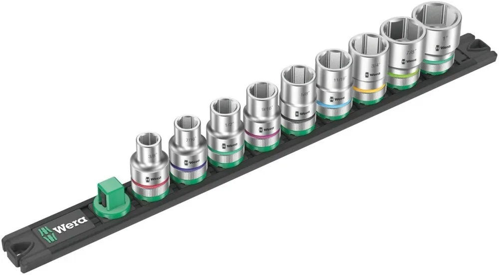 Wera 05005480001 Barrette magnétique à douilles 9 pièces C Imperial 1 jeu de douilles Zyklop avec support - 1/2"
