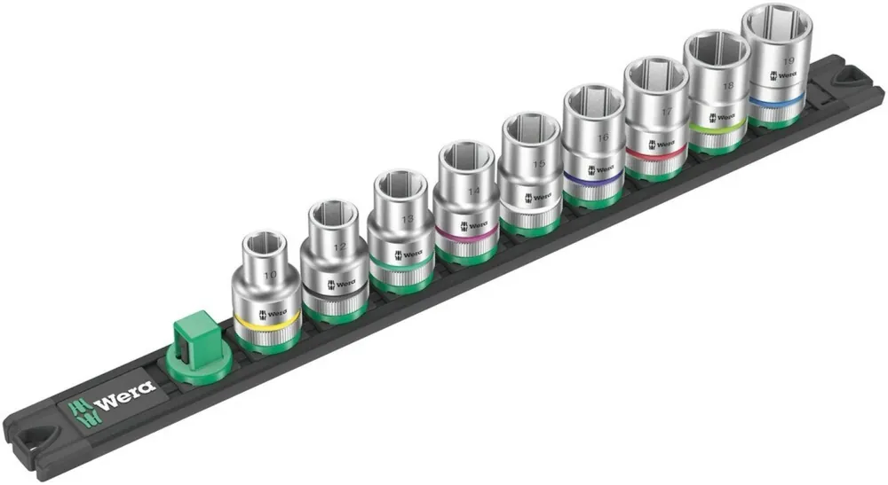 Wera 05005460001 Barrette magnétique à douilles 9 pièces C 4 jeu de douilles Zyklop avec support - 1/2"
