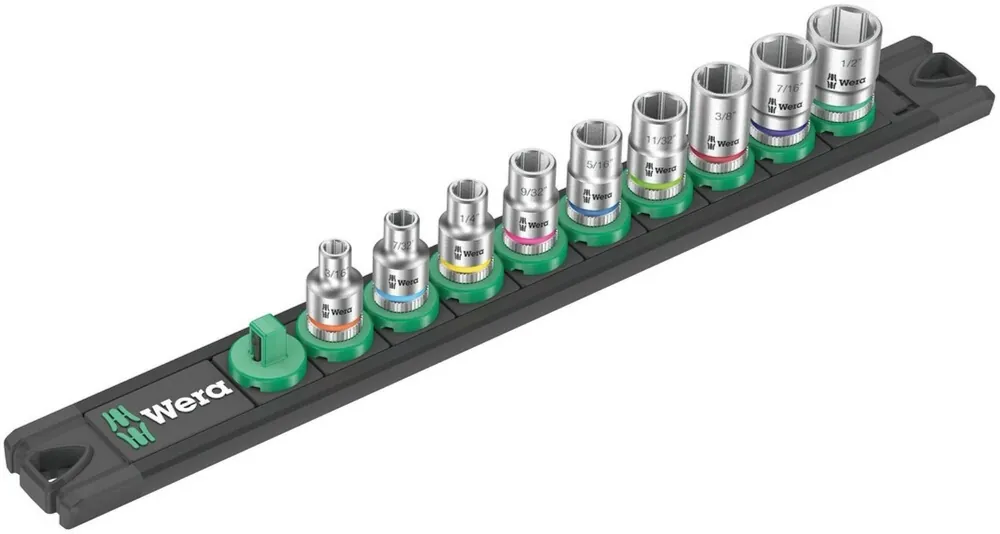 Wera 05005420001 Jeu de 9 douilles magnétiques A Imperial 1 Zyklop avec support - 1/4"