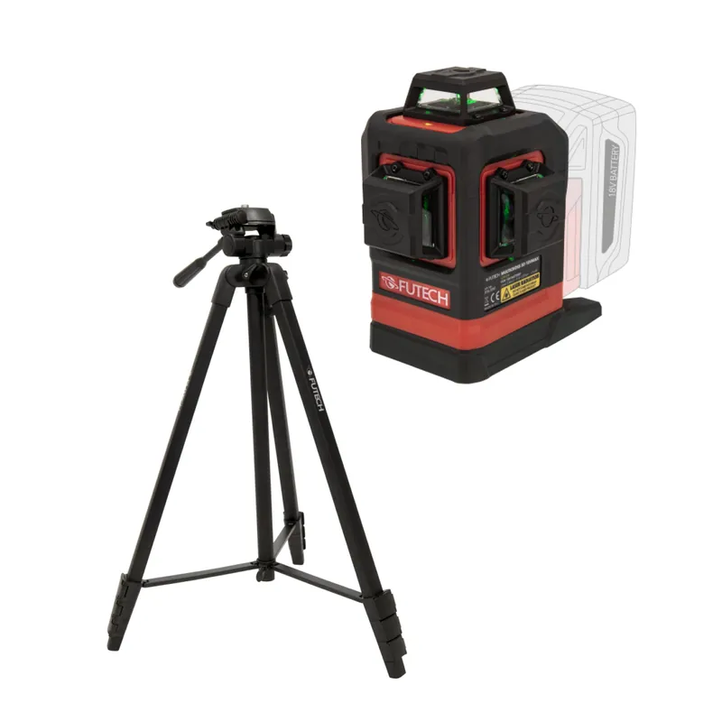 Futech Multicross 3D 18VMAX laser à lignes croisées avec trépied - vert - 70 m - 3 lignes
