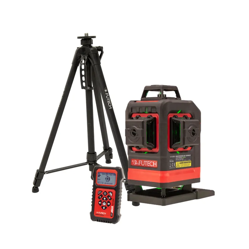 Futech Multicross 4D 18VMAX Laser électronique à lignes croisées avec trépied et télécommande - vert - 4 lignes - IP54