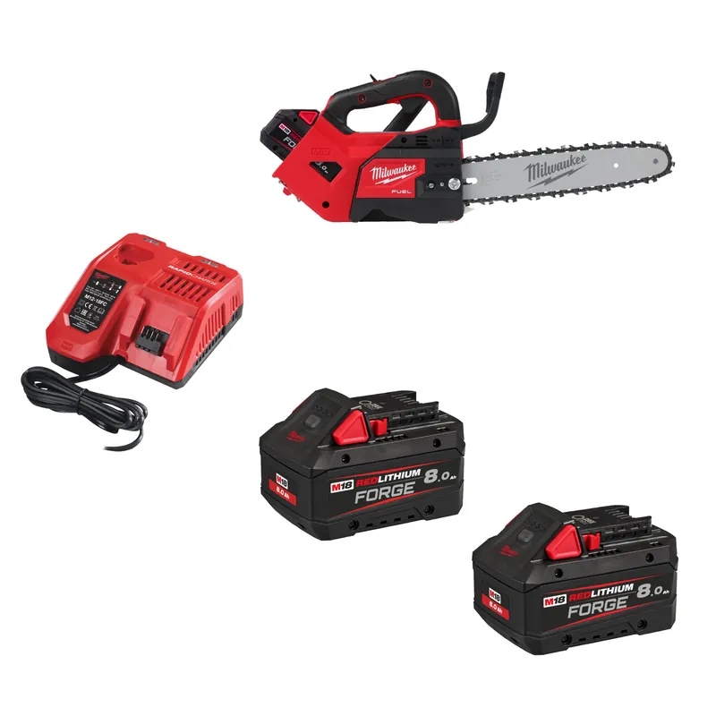 Milwaukee M18 FTHCHS30-802 FUEL 18 V Li-Ion accu manche supérieur tronçonneuse set (2x 8,0 Ah Forge accu) - 30 cm