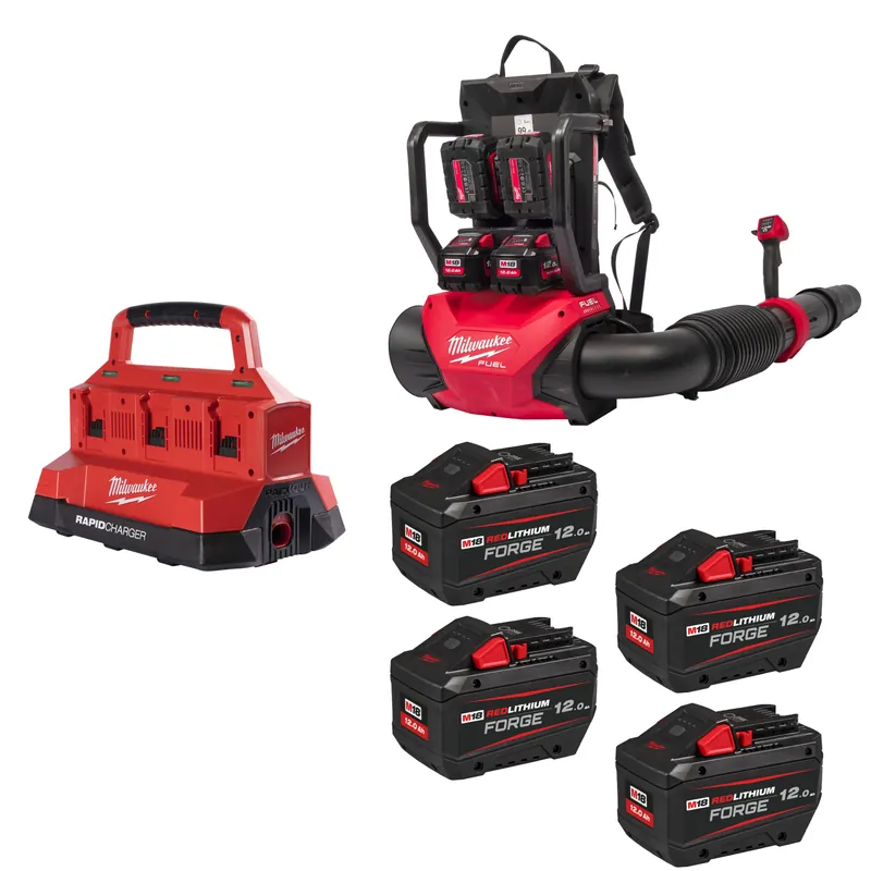 Milwaukee M18 F2BPB-124 FUEL 18 V Li-Ion ensemble souffleur à batterie (4 batteries Forge 12,0 Ah) - 250 km/h