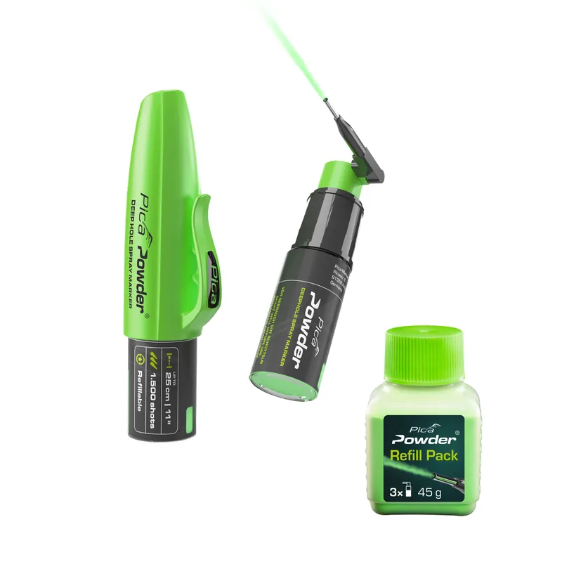 Pica 2020 Marqueur en poudre spray à pointe fine - Vert + recharge