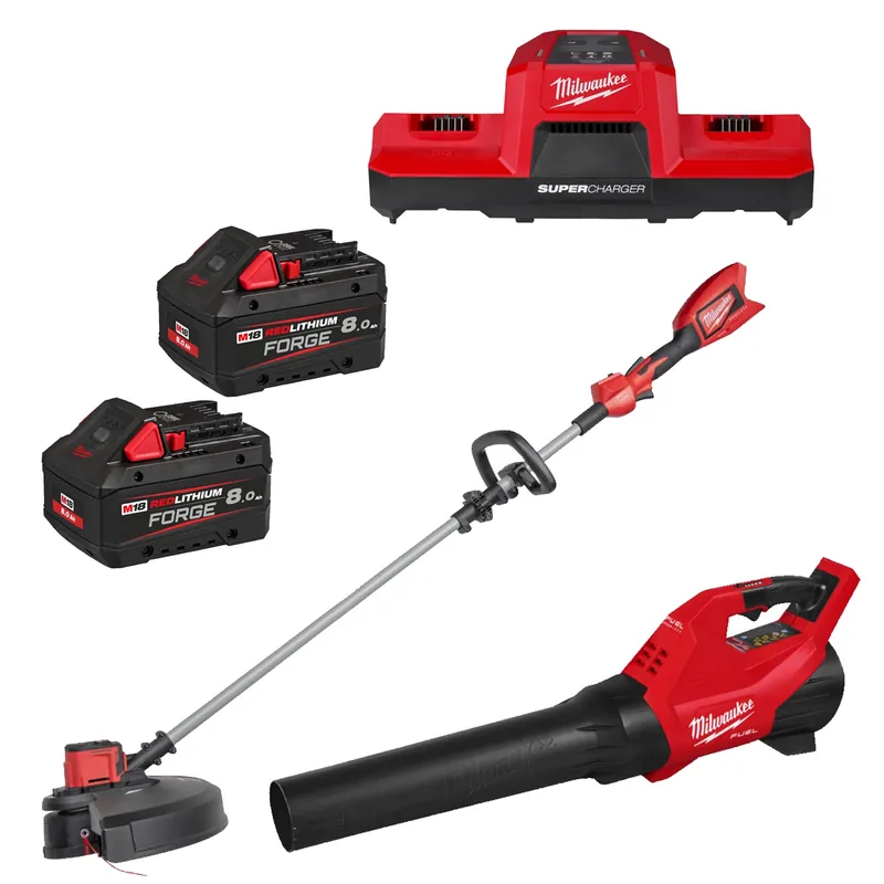 Milwaukee M18 FPP2OPL12-802 Kit débroussailleuse et souffleur de feuilles 18 V Li-ion (2 batteries 8,0 Ah)