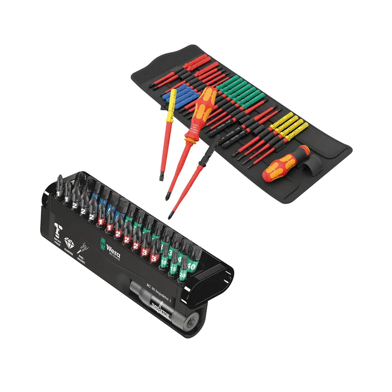 Wera 05006617001 26-pièces Kraftform Kompakt VDE Big Pack 1 set de lames interchangeables en étui + 05057690001 30-pièces Bitcheck Impaktor 1 set de bits - PH/PZ/TX/HX