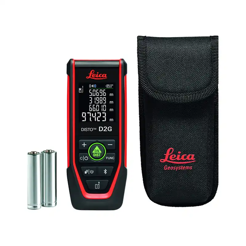 Leica D2G-2 Télémètre dans un étui - Bluetooth / NFC - vert - 150 m - IP54