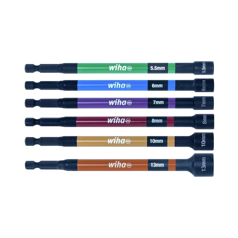 Wiha 47035 Jeu de 6 embouts à douille - 150 mm - 1/4‘‘ - 5,5-13 mm