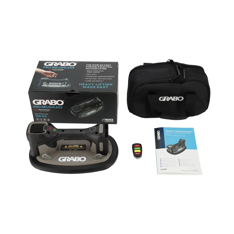 Grabo Pro Brushless Outil électrique de transport de dalles par aspiration, kit seul dans un sac - 120 kg