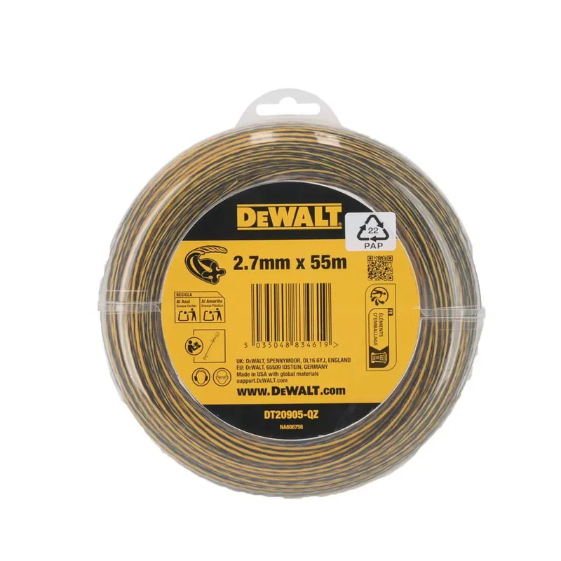 DeWALT DT20905-QZ Fil de coupe pour débroussailleuses professionnelles - 55 m - 2,7 mm
