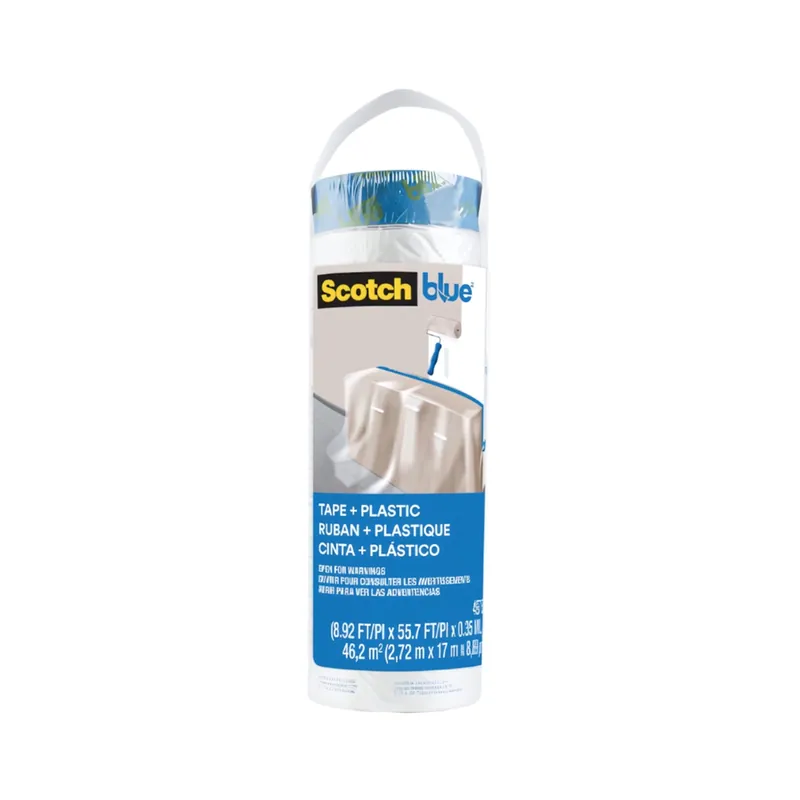 3M ScotchBlue PT2093EL-107 film de protection pré-collé pour peintres - 2,72 m x 17 m