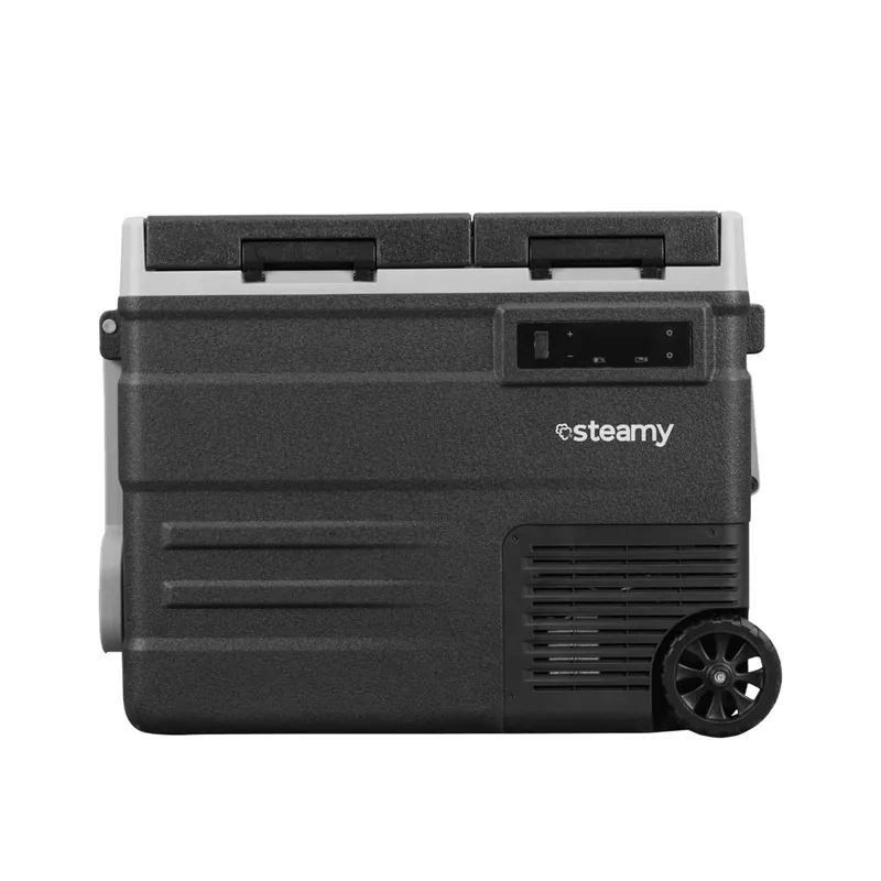 Steamy-E SECUD55 Glacière électrique à compresseur à double zone sur roulettes - 49 L