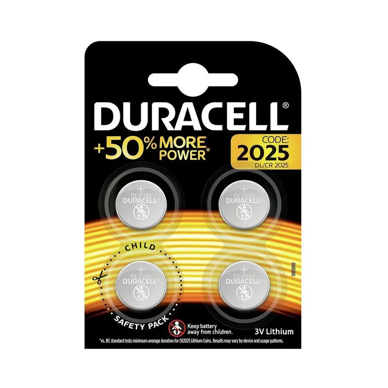 Duracell D119345 Pile bouton au lithium CR 2025 - 4 pièces