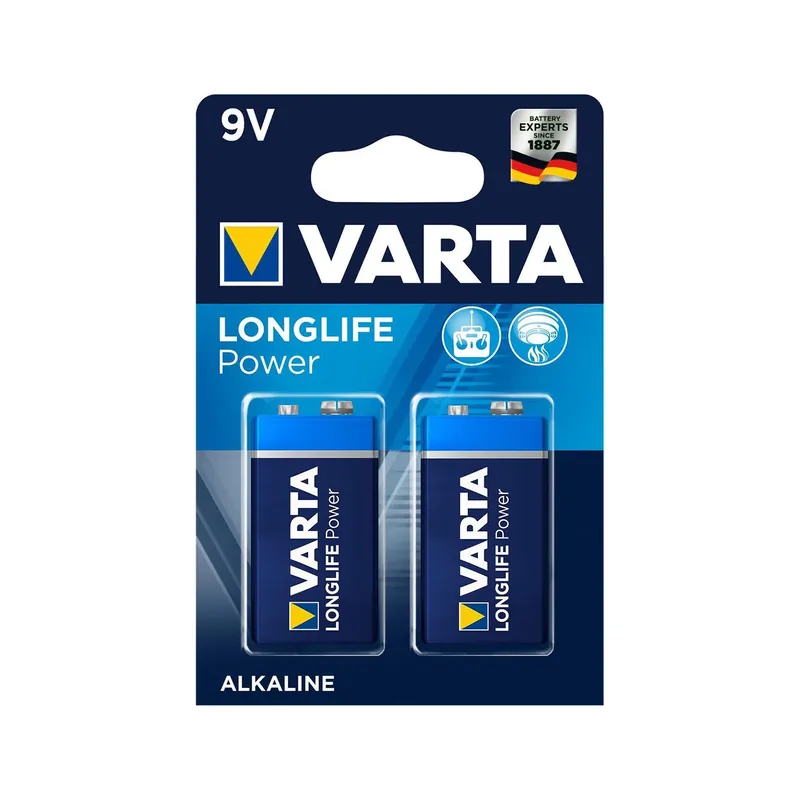 Varta Longlife Power Piles alcalines 9V – 2 pièces