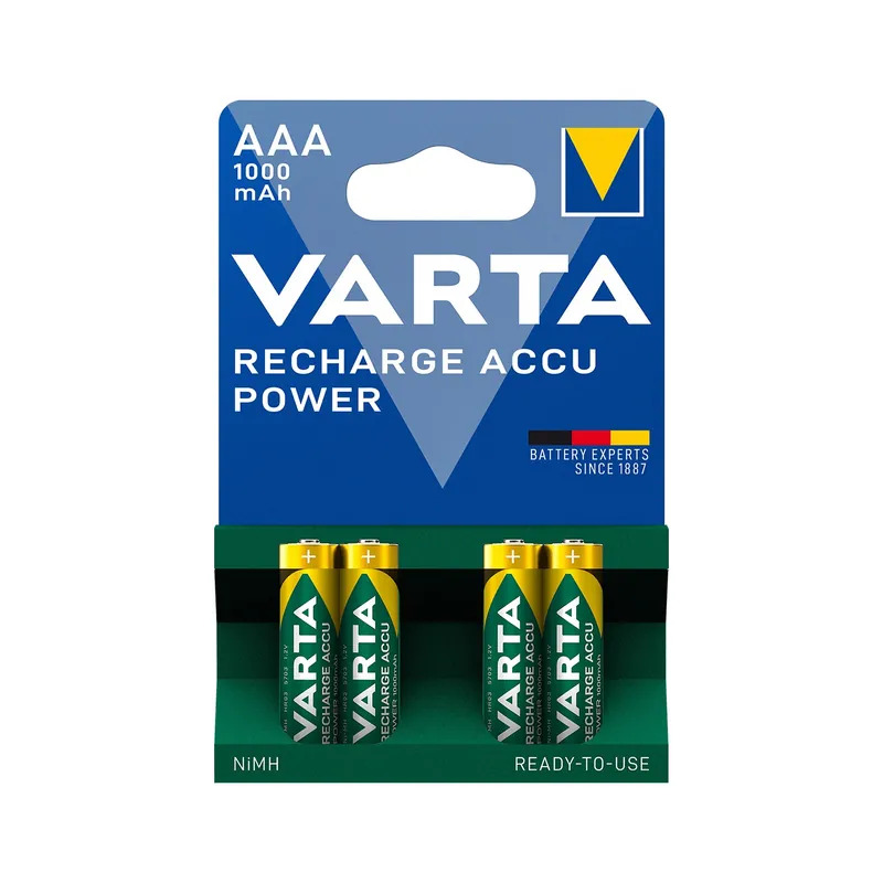Varta Piles rechargeables AAA – 1000 mAh NiMH – 4 pièces