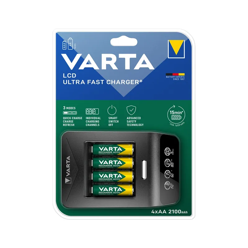 Varta LCD Ultra fast charger+ chargeur en 15 minutes - 1 pièce