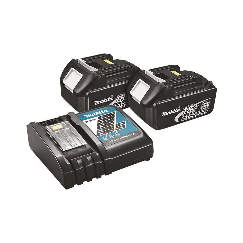 Makita Y-00197 - Pack énergie - 2x Batteries 18V Li-ion (3,0 Ah) BL1830 + chargeur DC18RC