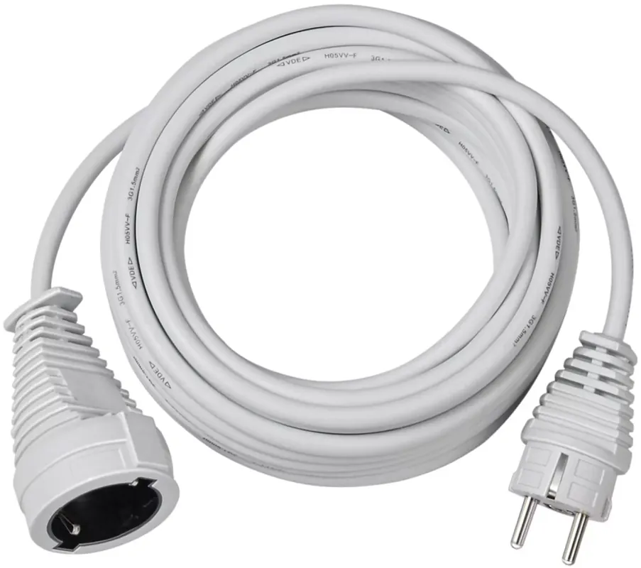 Brennenstuhl 1168440 Rallonge de qualité en plastique blanc - H05VV-F 3G1.5 - 5m