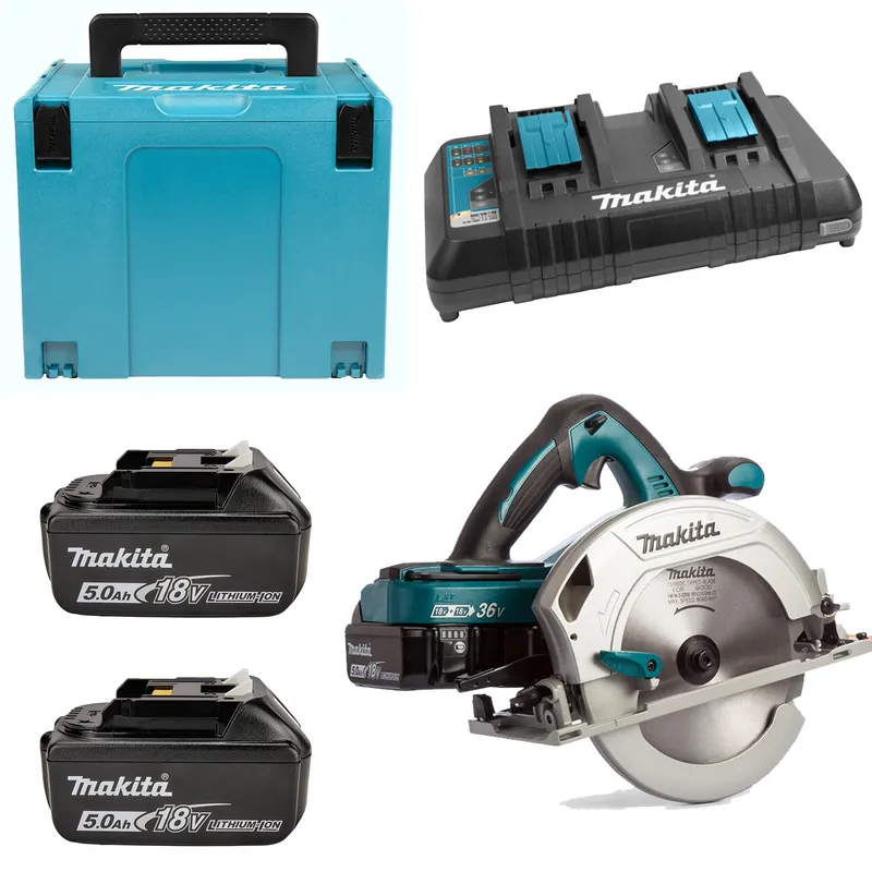 Makita DHS710RT2J Scie circulaire sans-fil - 36V Li-ion (2x 18V) - 2 batteries 5,0 ah - MAKPAC - 190 mm