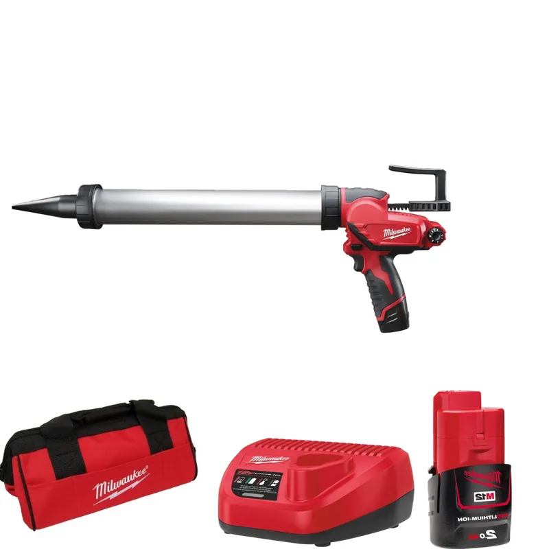 Milwaukee M12 PCG/600A-201B Li-Ion pistolet à colle / mastic avec porte-cartouche - 12V