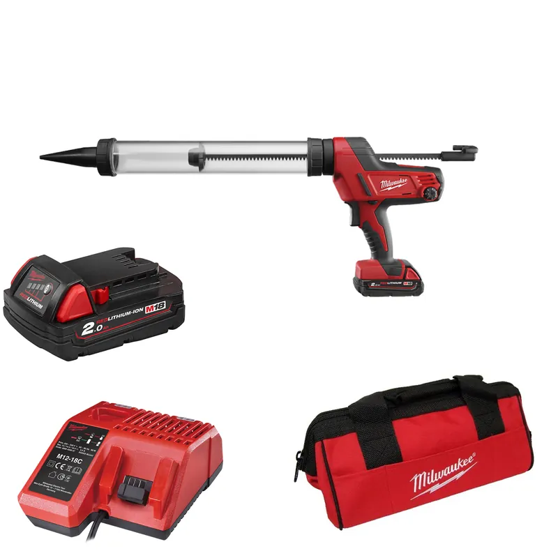Milwaukee C18 PCG/600T-201B Li-Ion pistolet à colle / mastic avec porte-cartouche - 18V