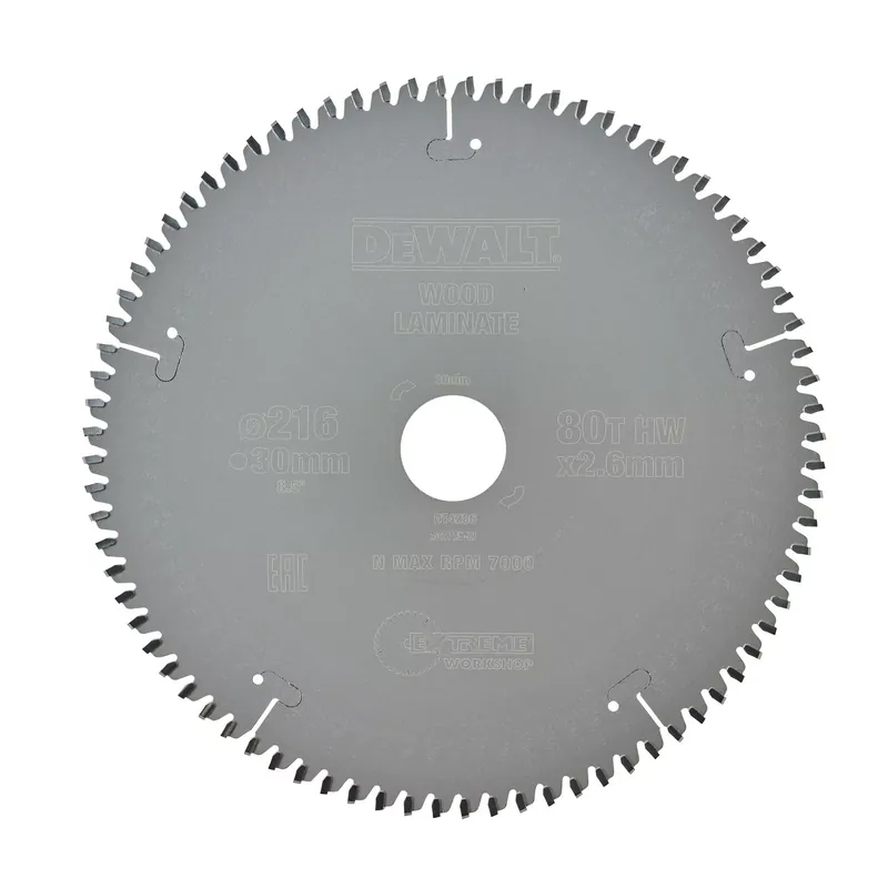 DeWALT DT4286-QZ Lame de scie circulaire Extreme - 216 x 30 x 80 dents - Bois / Stratifié / MDF / Aluminium